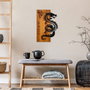Wallity Dragon Escultura de Pared de Madera y Metal Nogal y Negro